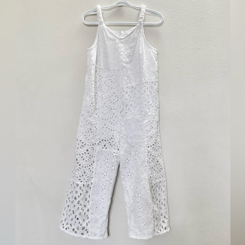 ZARA Girls’ White Cotton Eyelet Jumper | 5-6